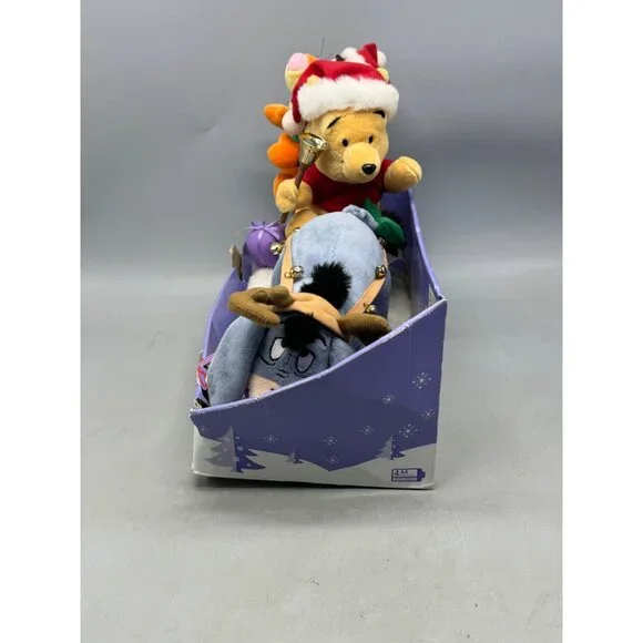 Disney Winnie The Pooh, Tigger Eeyore Sleigh Ride sing animated plush READ NEW